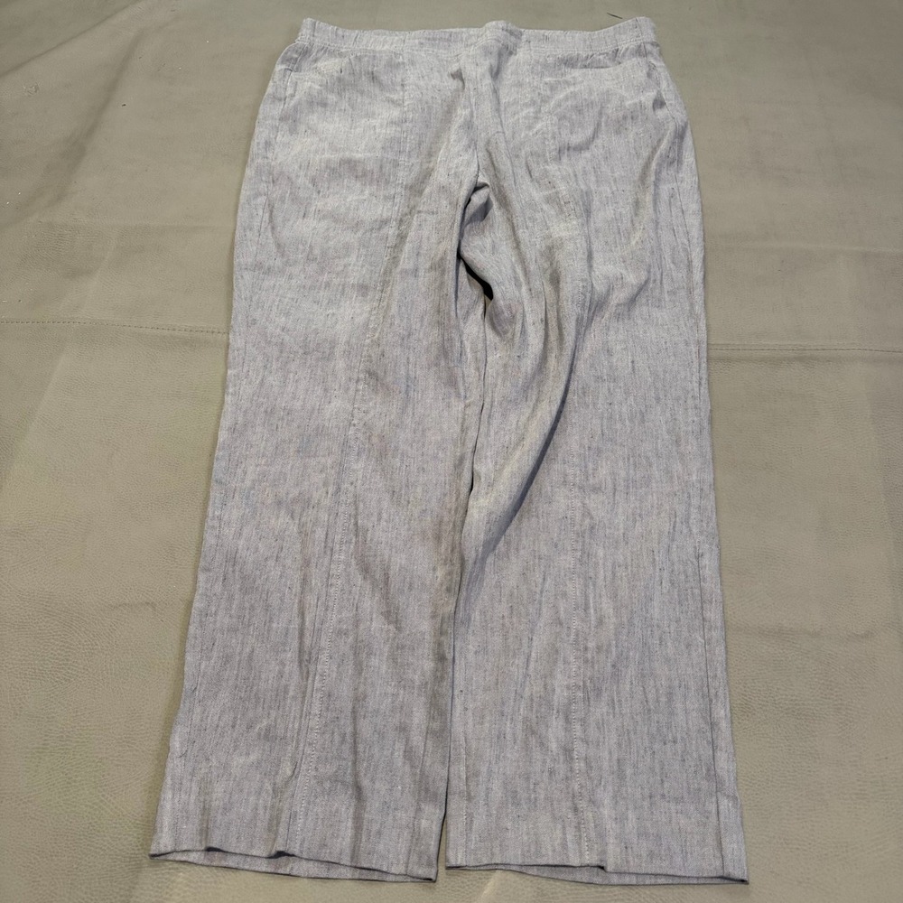 J. Jill Linen Stretch Women Gray Blend Straight Pant Trouser Lagenlook-M-6900
